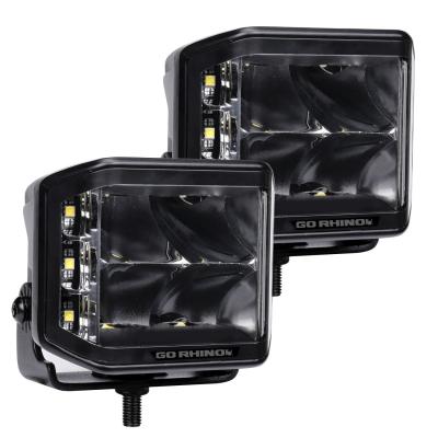 Go Rhino Blackout Series Lights Pair of 4x3 Cube LED Sideline Spot Light Kit Black Go Rhino