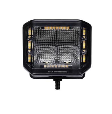 Go Rhino Blackout Combo Series Lights Pair of 4x3 Cube Sideline LED Flood Lights W/Amber Black Go Rhino