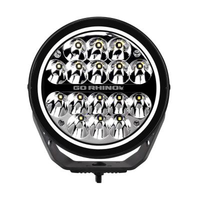 Go Rhino Blackout Series Lights 7 Inch Round LED Spot Light Beam With Daytime Running Light Black Go Rhino