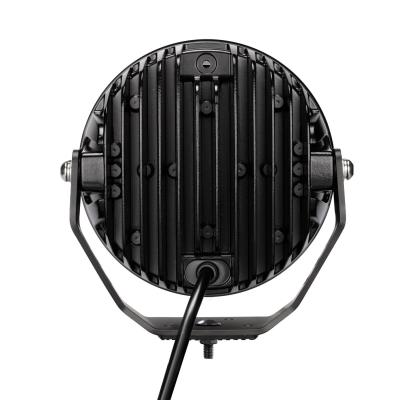 Go Rhino Blackout Series Lights 7 Inch Round LED Spot Light Beam With Daytime Running Light Black Go Rhino