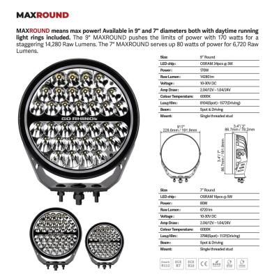Go Rhino Blackout Series Lights 7 Inch Round LED Spot Light Beam With Daytime Running Light Black Go Rhino