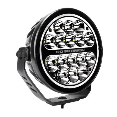 Go Rhino Blackout Series Lights 7 Inch Round LED Spot Light Beam With Daytime Running Light Black Go Rhino