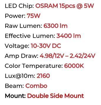 Go Rhino Blackout Combo Series Lights 20.5 Inch Single Row LED Light Bar With Amber Lighting Black Go Rhino