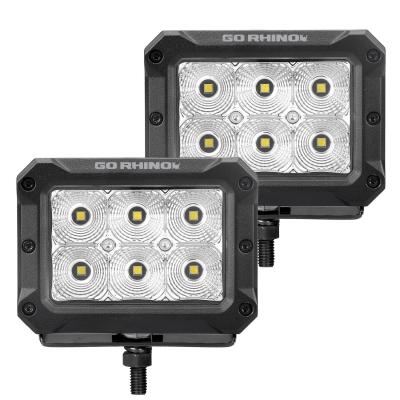 Go Rhino Bright Series Lights Pair of 4x3 Rectangle LED Flood Light Kit Black Go Rhino
