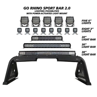 Sport Bar 2.0 with Power Actuated Retractable Light Mount Textured Black 2019-2026 Ram 1500 2020-2026 Silverado/Sierra 2500 HD Go Rhino