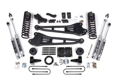 6 Inch Lift Kit w/ Radius Arm Ram 3500 w/ Rear Air Ride 13-18 4WD Diesel NX2 Nitro Shocks