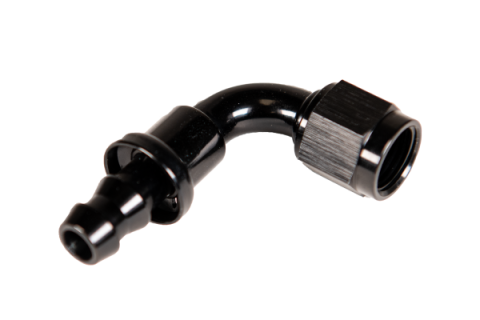 -6 90 Deg to Hose Barb Black Fleece Performance