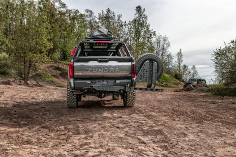 Swing A Way 2 Inch Hitch Mounted Tire Carrier Textured Black Go Rhino