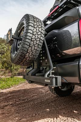 Swing A Way 2 Inch Hitch Mounted Tire Carrier Textured Black Go Rhino