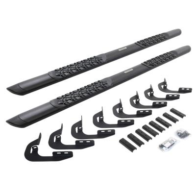 V3 Series Aluminum 5 Inch Elipse Side Steps with Mounting Brackets Textured Black 2014-2018 Silverado/Sierra 1500/2500 HD Crew Cab Go Rhino