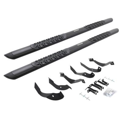 V3 Series Aluminum 5 Inch Elipse Side Steps with Mounting Brackets Textured Black 2015-2019 Silverado/Sierra 2500 HD Go Rhino