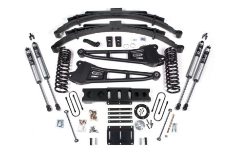13-18 Ram 3500 4WD (Diesel) 6 Inch Radius Arm Suspension Lift Kit, 8-Bolt Indexing Ring, 4.5 Inch Rear Lift, Leaf Spring - Fox 2.5 Performance Elite Series Shocks BDS Suspension