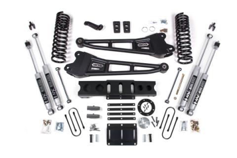 13-18 Ram 3500 4WD (Diesel) 6 Inch Radius Arm Suspension Lift Kit, 6-Bolt Indexing Ring, 4 Inch Rear Lift, Block - NX2 Nitro Series Shocks BDS Suspension