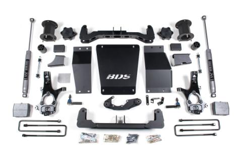 14-18 Chevrolet Silverado 1500 - GMC Sierra 1500 4WD 6.5 Inch Suspension Lift Kit (Cast Steel), 4 Inch Rear Lift, Block, NX2 Nitro Series Shocks BDS Suspension
