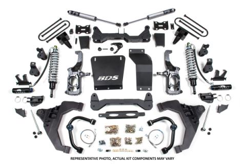 11-19 Chevrolet Silverado 2500HD/3500HD - GMC Sierra 2500HD/3500HD 4WD (Diesel) 6.5 Inch Coilover Conversion Kit, 3 Inch Rear Lift, Block w/o Overload - Fox 2.5 Performance Elite Series C/O, Fox 2.5 Performance Elite Series Shocks BDS Suspension