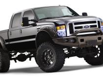 Black Cutout Style Smooth Finish Front Fender Flares For 1999-2010 Ford F250 Styleside Super Duty 2008-2010 F350 To F-550 Super Duty Bushwacker