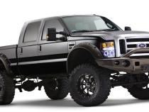 Black Cutout Style Smooth Finish Front Fender Flares For 1999-2010 Ford F250 Styleside Super Duty 2008-2010 F350 To F-550 Super Duty Bushwacker