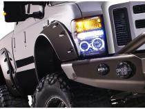 Black Cutout Style Smooth Finish Front Fender Flares For 1999-2010 Ford F250 Styleside Super Duty 2008-2010 F350 To F-550 Super Duty Bushwacker
