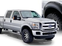Black Pocket/Rivet Style Smooth Finish 4-Piece Fender Flare Set For 2008-2010 Ford F250/F350 Super Duty Bushwacker