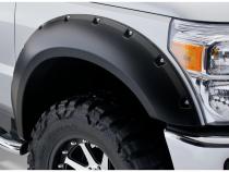Black Pocket/Rivet Style Smooth Finish 4-Piece Fender Flare Set For 2008-2010 Ford F250/F350 Super Duty Bushwacker