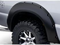 Black Pocket/Rivet Style Smooth Finish 4-Piece Fender Flare Set For 2008-2010 Ford F250/F350 Super Duty Bushwacker