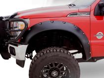 Black Cutout Style Smooth Finish 4-Piece Fender Flare Set For 2011-2016 Ford F250 To F-450 Super Duty Bushwacker