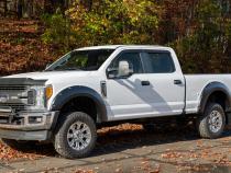 Black Pocket/Rivet Style Smooth Finish 4-Piece Fender Flare Set For 2017-2022 Ford F250/F350 Super Duty W/81.8 Inch Bed Bushwacker