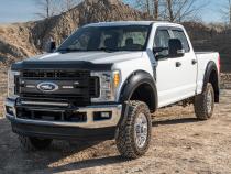Black Pocket/Rivet Style Smooth Finish 4-Piece Fender Flare Set For 2017-2022 Ford F250/F350 Super Duty W/81.8 Inch Bed Bushwacker