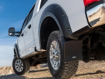 Black Pocket/Rivet Style Smooth Finish 4-Piece Fender Flare Set For 2017-2022 Ford F250/F350 Super Duty W/81.8 Inch Bed Bushwacker