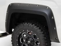 Black Pocket/Rivet Style Smooth Finish Rear Fender Flares For 2014-2018 Sierra 1500 (Incl Limited) 2015-2018 Sierra 2500 Hd/3500 Hd (Excludes Dually) Bushwacker