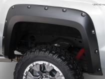 Black Pocket/Rivet Style Smooth Finish Rear Fender Flares For 2014-2018 Sierra 1500 (Incl Limited) 2015-2018 Sierra 2500 Hd/3500 Hd (Excludes Dually) Bushwacker