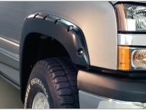 Black Pocket/Rivet Style Smooth Finish 4-Piece Fender Flare Set For 2003-2006 Silverado 1500, 1500 Hd, 2500 Hd, 3500 2007 Silverado Classic Models Excludes Dually Bushwacker