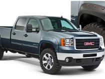 Black Boss Pocket/Rivet Style Smooth Finish 4-Piece Fender Flare Set For 2007-2010 GMC Sierra 2500 Hd/3500 Hd (Excludes Dually) Bushwacker