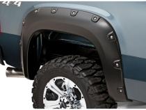 Black Boss Pocket/Rivet Style Smooth Finish 4-Piece Fender Flare Set For 2007-2010 GMC Sierra 2500 Hd/3500 Hd (Excludes Dually) Bushwacker