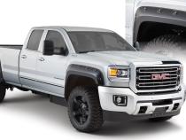 Black Boss Pocket/Rivet Style Smooth Finish 4-Piece Fender Flare Set For 2015-2019 GMC Sierra 2500 Hd/3500 Hd Bushwacker