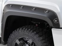 Black Boss Pocket/Rivet Style Smooth Finish 4-Piece Fender Flare Set For 2015-2019 GMC Sierra 2500 Hd/3500 Hd Bushwacker