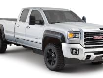 Black Boss Pocket/Rivet Style Smooth Finish 4-Piece Fender Flare Set For 2015-2019 GMC Sierra 2500 Hd/3500 Hd Bushwacker