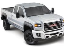 Black Boss Pocket/Rivet Style Smooth Finish 4-Piece Fender Flare Set For 2015-2019 GMC Sierra 2500 Hd/3500 Hd Bushwacker