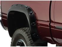 Black Pocket/Rivet Style Smooth Finish 4-Piece Fender Flare Set For 2002-2008 Dodge Ram 1500 2003-2009 Ram 2500 2003 Ram 3500 Bushwacker