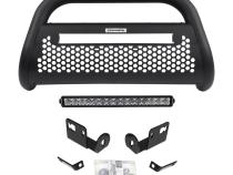 RC2 LR Bull Bar with Mounting Brackets and Single Row 20 Inch Light Bar Kit Textured Black 2014-2015 Sierra 1500 Go Rhino
