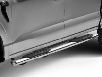 4 Inch OE Xtreme SideSteps With Mounting Bracket Kit Polished Stainless Steel 2015-2026 Ford F-150/ F-250/F-350 Crew Cab Go Rhino