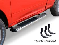 5 Inch OE Xtreme Low Profile SideSteps With Mounting Bracket Kit Polished Stainless Steel 2007-2018 Silverado/Sierra 150/2500 HD Go Rhino