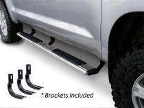 5 Inch OE Xtreme Low Profile SideSteps With Mounting Bracket Kit Polished Stainless Steel 2007-2021 Toyota Tundra Go Rhino