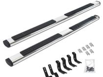6 Inch OE Xtreme SideSteps With Mounting Bracket Kit Polished Stainless Steel 2007-2013 Silverado/Sierra 1500 Go Rhino