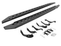 RB10 Slim Line Running Boards With Mounting Brackets Angled Textured Black 2015-2019 Silverado/Sierra 2500 HD Go Rhino
