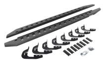 RB20 Slim Line Running Boards With Mounting Brackets Protective Bedliner Coating 2015-2018 Silverado/Sierra 2500 HD/3500 HD Extended Cab Gas Go Rhino