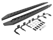 RB10 Slim Line Running Boards With Mounting Brackets Angled Textured Black 2009-2010 Dodge Ram 1500/2500/3500 Go Rhino