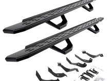 RB30 Running Boards with Mounting Brackets &amp;amp; 2 Pairs of Drops Steps Kit Textured Black 2015-2019 Silverado/Sierra 2500 HD Go Rhino