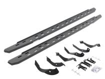 RB30 Slim Line Running Boards with Mounting Bracket Kit Textured Black 2015-2019 Silverado/Sierra 2500 HD Go Rhino