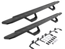 RB30 Running Boards with Mounting Brackets &amp;amp; 2 Pairs of Drops Steps Kit Protective Bedliner Coating 2009-2025 Dodge Ram 1500/2500/3500 Go Rhino